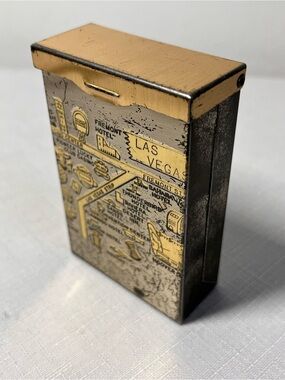 Vintage Las Vegas Map Metal Matchbox Cigarette Case - collectible